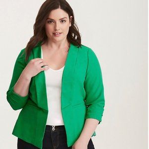Torrid Crepe Ruched Sleeve Blazer
